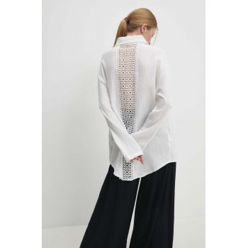 Answear Lab camasa din bumbac femei, culoarea alb, cu guler clasic, relaxed ieftina