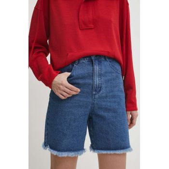 Answear Lab pantaloni scurti jeans femei, neted, high waist de firma originali