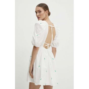 Answear Lab rochie din bumbac culoarea alb, mini, evazati ieftina