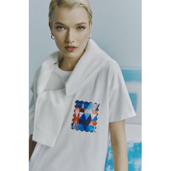 Medicine tricou din bumbac femei, culoarea bej