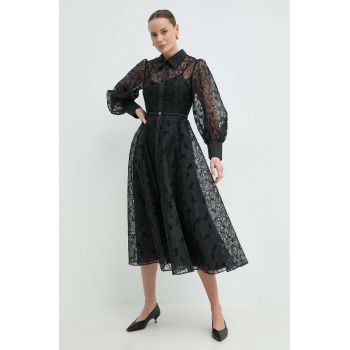 Nissa rochie culoarea negru, maxi, evazați, RC14863 de firma originala