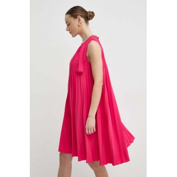 Nissa rochie culoarea roz, mini, evazați, RC14842