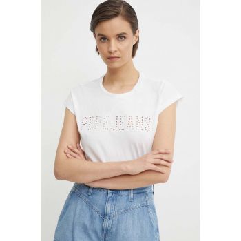 Pepe Jeans tricou din bumbac LILITH femei, culoarea alb, PL505837 ieftin