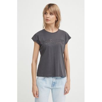 Pepe Jeans tricou din bumbac LILITH femei, culoarea gri, PL505837