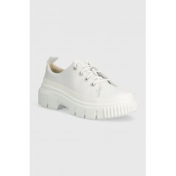 Timberland pantofi de piele Greyfield femei, culoarea alb, cu platforma, TB0A64CMEM21 de firma originali
