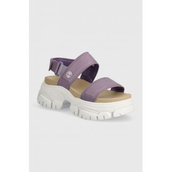 Timberland sandale de piele Adley Way Sandal femei, culoarea violet, cu platforma, TB0A2M79EAJ1 de firma originale