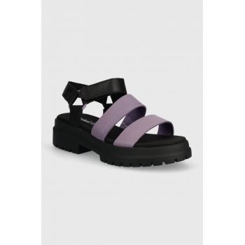 Timberland sandale de piele London Vibe femei, culoarea violet, cu platforma, TB0A63GGEAJ1 de firma originale