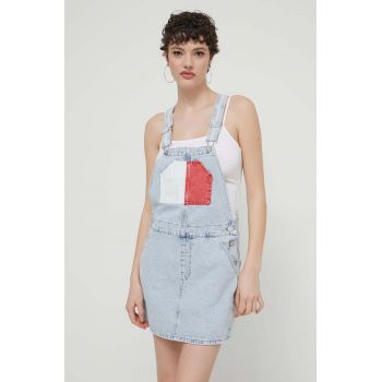 Tommy Jeans rochie jeans mini, drept, DW0DW18116