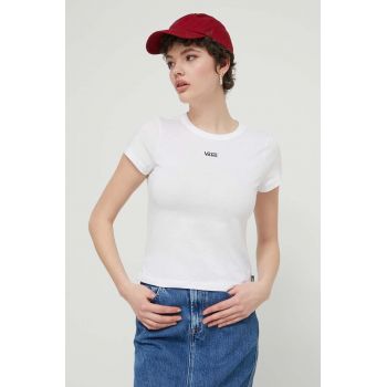 Vans tricou din bumbac femei, culoarea alb