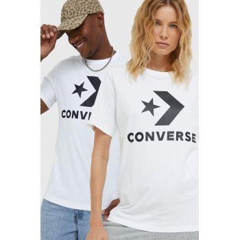 Converse tricou din bumbac culoarea alb, cu imprimeu ieftin