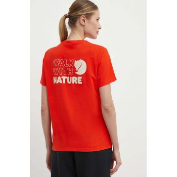 Fjallraven tricou Walk With Nature femei, culoarea portocaliu, F14600171