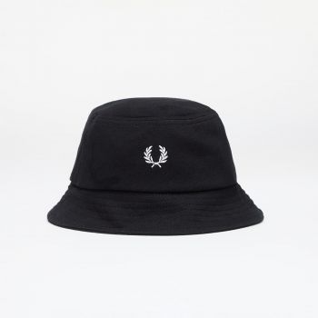 FRED PERRY Pique Bucket Hat Black/ Snowwhite de firma originala