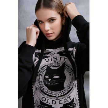 Medicine bluza femei, culoarea negru, cu glugă, cu imprimeu de firma original