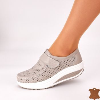 Pantofi Casual Sport Dama Gri Piele Naturala Daly de firma originali