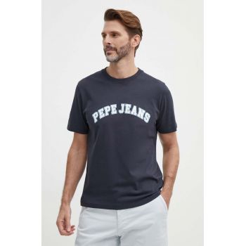 Pepe Jeans tricou din bumbac barbati, culoarea albastru marin, cu imprimeu ieftin