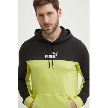 Puma bluză bărbați, culoarea verde, cu glugă, imprimeu 847428 ieftin