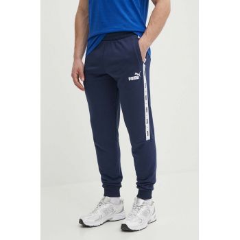 Puma pantaloni de trening culoarea bleumarin, cu imprimeu 847388 ieftini