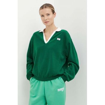 Reebok Classic bluza Retro Court femei, culoarea verde, neted, 100075519