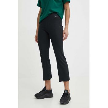 Reebok Classic pantaloni Wardrobe Essentials femei, culoarea negru, drept, high waist, 100075526 ieftina
