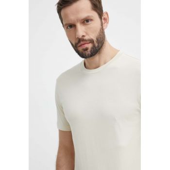 BOSS tricou din bumbac barbati, culoarea bej, neted, 50468347