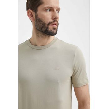 BOSS tricou din bumbac barbati, culoarea bej, neted