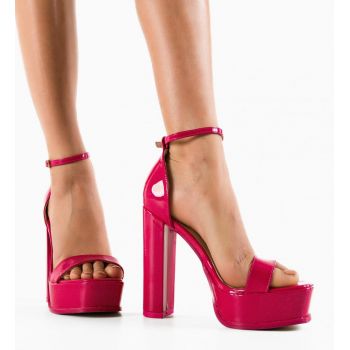 Sandale cu toc Buhy Fuchsia ieftine