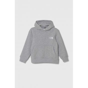 The North Face bluza OVERSIZED HOODIE culoarea gri, cu glugă, melanj