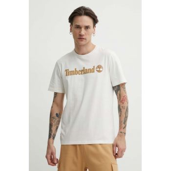 Timberland tricou din bumbac barbati, culoarea bej, cu imprimeu, TB0A5UPQCM91 ieftin