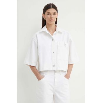 AERON geacă din denim CATANIA femei, culoarea alb, de tranziție, oversized, AW24SSSH159451