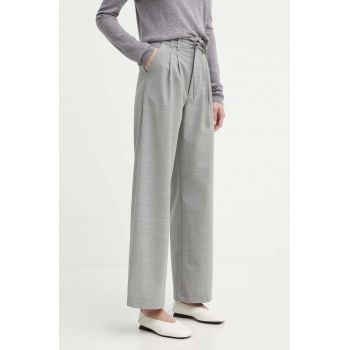 Alohas pantaloni din lana culoarea gri, lat, high waist