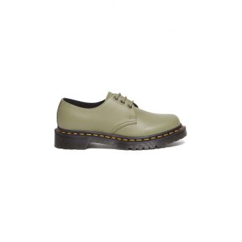 Dr. Martens pantofi de piele 1461 femei, culoarea verde, cu toc plat, DM31696357