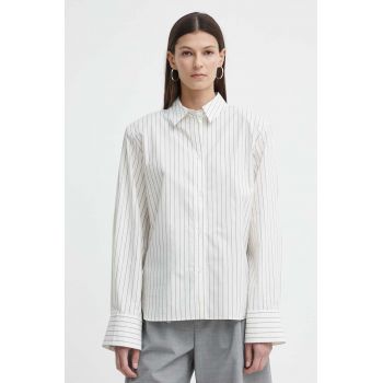 Gestuz cămașă din bumbac femei, culoarea alb, cu guler clasic, relaxed 10908660
