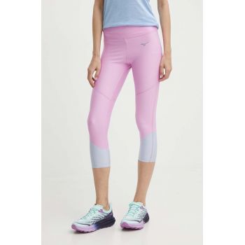 Mizuno leggins de alergare Impulse Core culoarea roz, modelator, J2GBB207