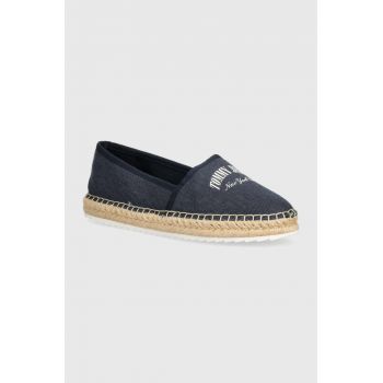 Tommy Jeans espadrile TJW VARSITY ESPADRILLE culoarea albastru marin, EN0EN02470