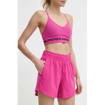 Under Armour pantaloni scurți de antrenament Flex culoarea roz, neted, high waist ieftini