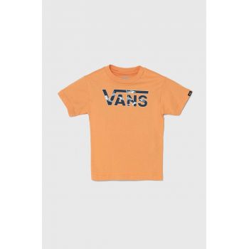 Vans tricou de bumbac pentru copii BY VANS CLASSIC LOGO FILL KIDS culoarea portocaliu, cu imprimeu
