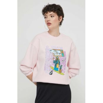 Volcom bluza femei, culoarea roz, cu imprimeu ieftin