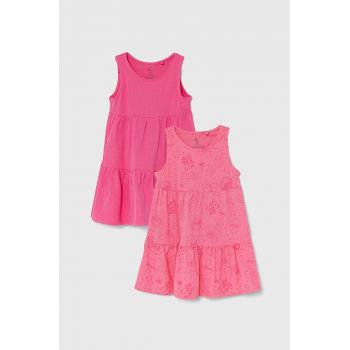 zippy rochie din bumbac pentru copii 2-pack culoarea roz, mini, evazati
