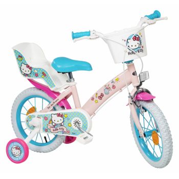 Bicicleta fetite cu roti ajutatoare si cosulet Hello Kitty 16 inch la reducere