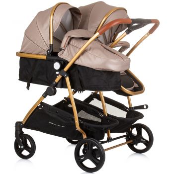 Carucior gemeni Chipolino Duo Smart 2 in 1 golden beige la reducere