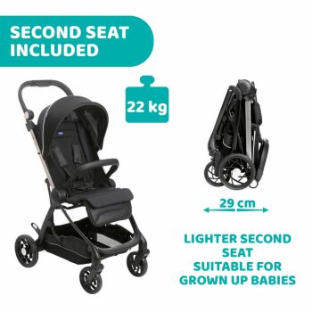 Carucior cu 2 sezuturi Chicco One4Ever SilverLeaf gri nastere 22 kg