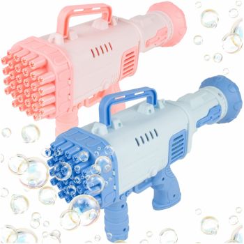 Pistol pentru Baloane de Sapun cu 32 de duze generatoare, 27.5 x 15.5 x 7.5 cm, Bubble Gun Blue
