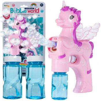 Pistol pentru baloane de sapun cu lumini Unicorn Roz