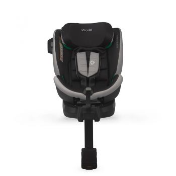 Scaun auto Isofix premium iSize Coccolle Mago cu picior de fixare, 40-150 cm, 0-36 kg, Rotire 360 grade, Tetiera reglabila, Pozitie somn, Centura siguranta in 5 puncte, Protectie impact lateral, Bara recul ajustabila, Spuma de memorie, Jet Black