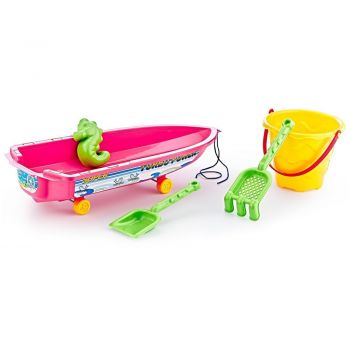 Set joaca pentru nisip cu 5 accesorii Pink Luxury Boat de firma originala