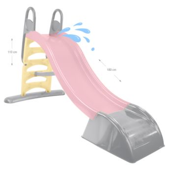 Tobogan mare XXL pentru copii Mochtoys Roz pastel 180 cm,pentru interiorexterior trepte late,manere de prindere,margini rotunjite,plastic rezistent cu posibilitate atasare furtun