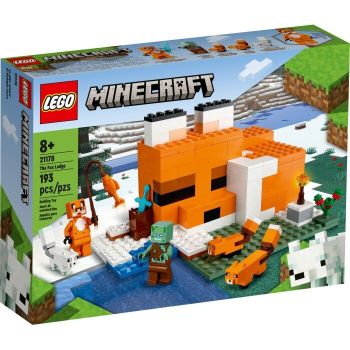 Jucarie 21178 Minecraft The Fox Lodge Construction Toy (Toys for Children Aged 8+ with Drowned Zombie Figures and Animals, Children's Toys)