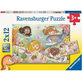 Jucarie Childrens puzzle little fairies and mermaids (2x 12 pieces)