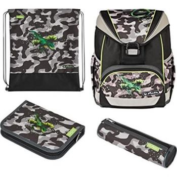 Jucarie UltraLight Plus Camo Dragon, school bag (grey/brown, incl. 16-piece pencil case, pencil case, sports bag)
