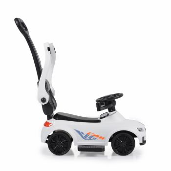 Masinuta copii de impins Moni Victory 2 in 1 White,cu maner parental detasabil,copertina,suport pentru picioare,spatiu pentru jucarii sub scaun,de la 3 ani,greutate maxima suportata 23 kg